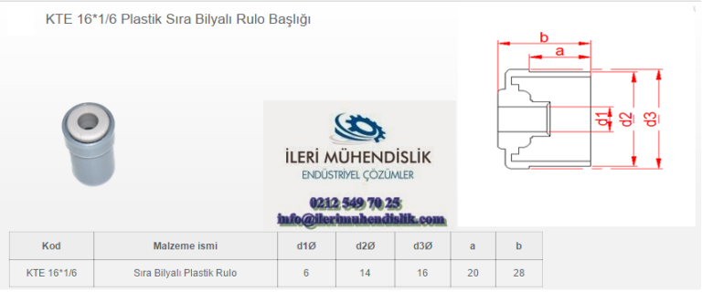 çap 16 plastik sıra bilyalı