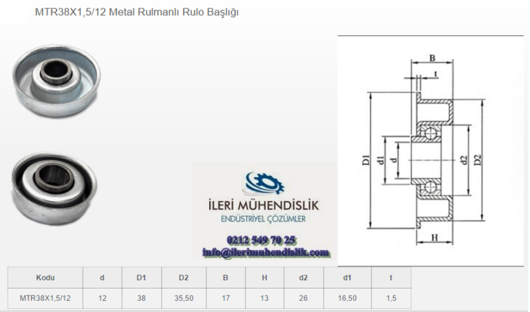 çap 38 metal rulmanlı