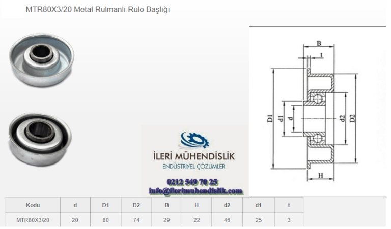 çap 80 metal rulmanlı rulo kapagı