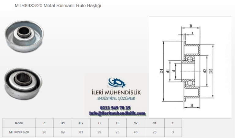 çap 89 metal rulmanlı rulo kapağı